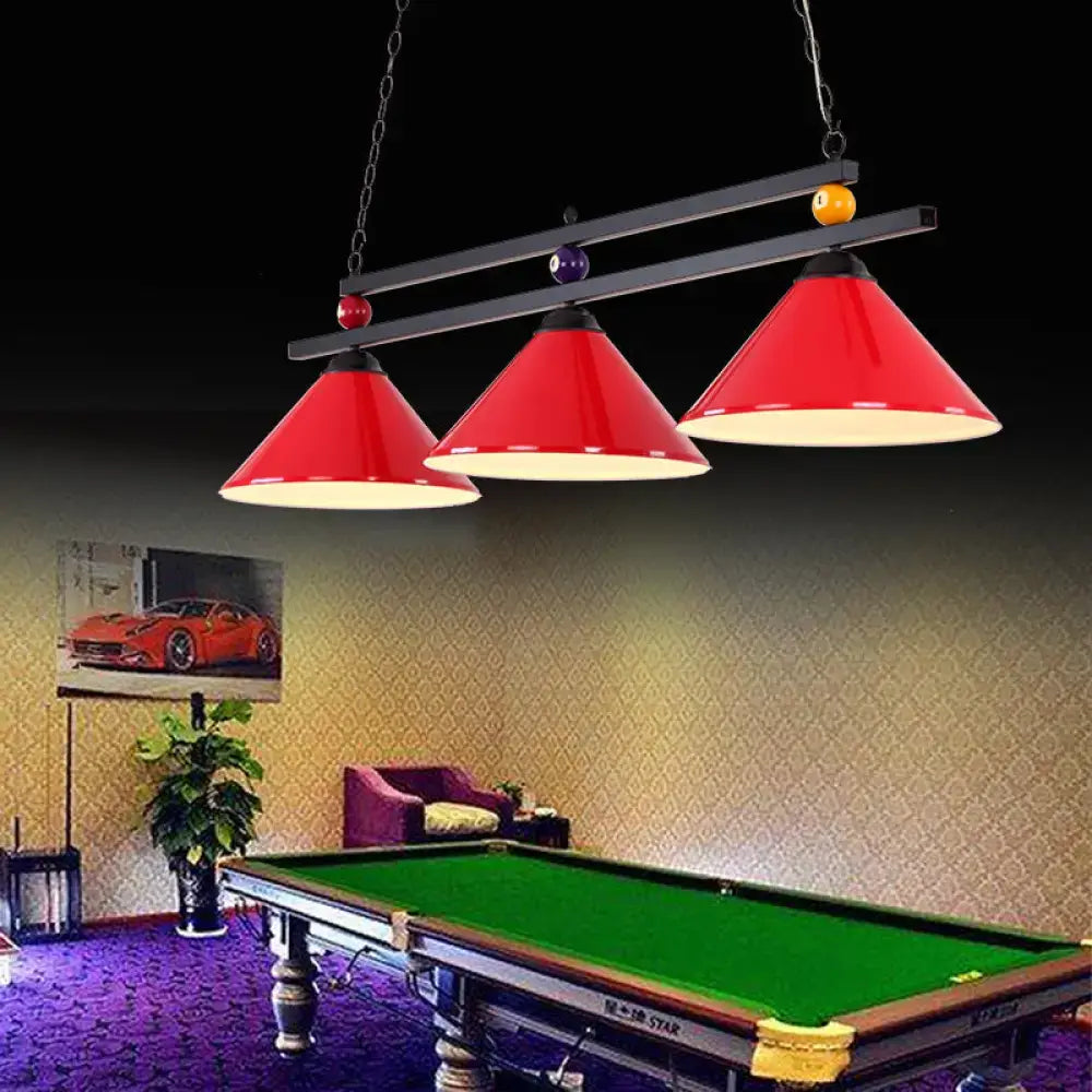 Country style dark green pool ball bar island lighting fixture