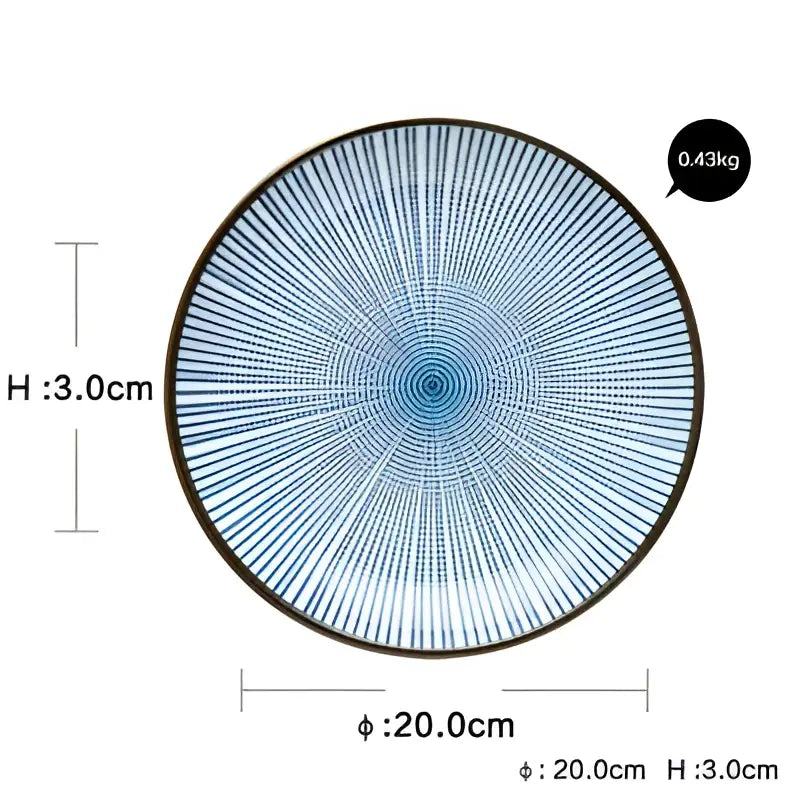 Crackle glaze blue ceramic dinner plate set dining room tableware