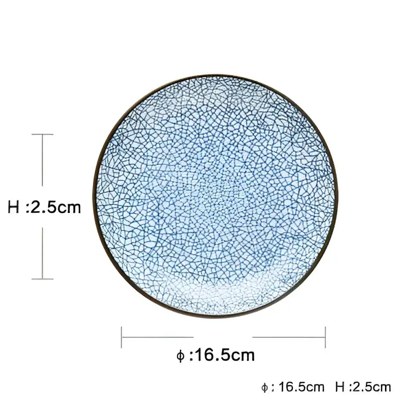 Crackle glaze blue ceramic dinner plate set dining room tableware