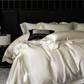 Cream and black egyptian cotton bedding set bedroom lace trim decor