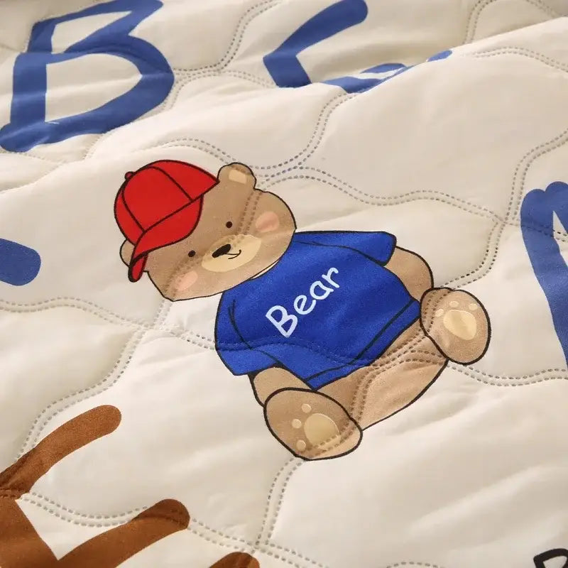 Cream bear quilt and pillowcase set bedroom bedding set