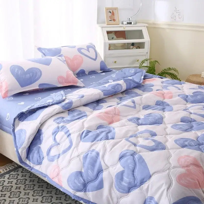 Cream bear quilt and pillowcase set bedroom bedding set