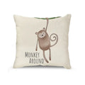 Cream cartoon animal linen pillowcase set for living room