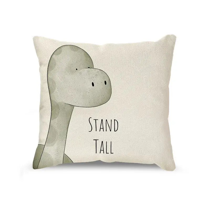 Cream cartoon animal linen pillowcase set for living room