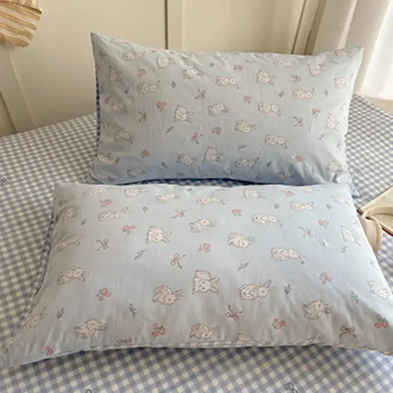Cream cartoon printed cotton bedding set bedroom bear decor