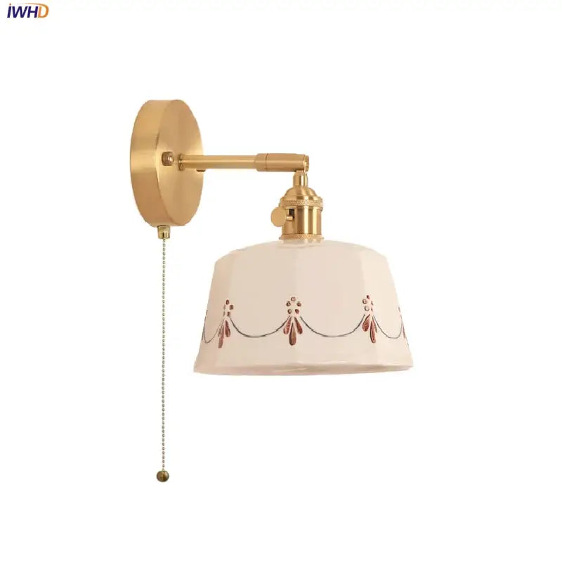 Cream ceramic led wall lamps with decorative motifs bedroom light
