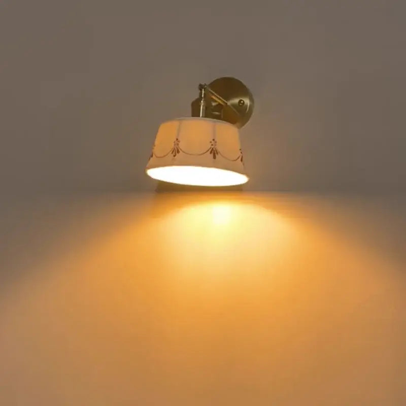 Cream ceramic led wall lamps with decorative motifs bedroom light