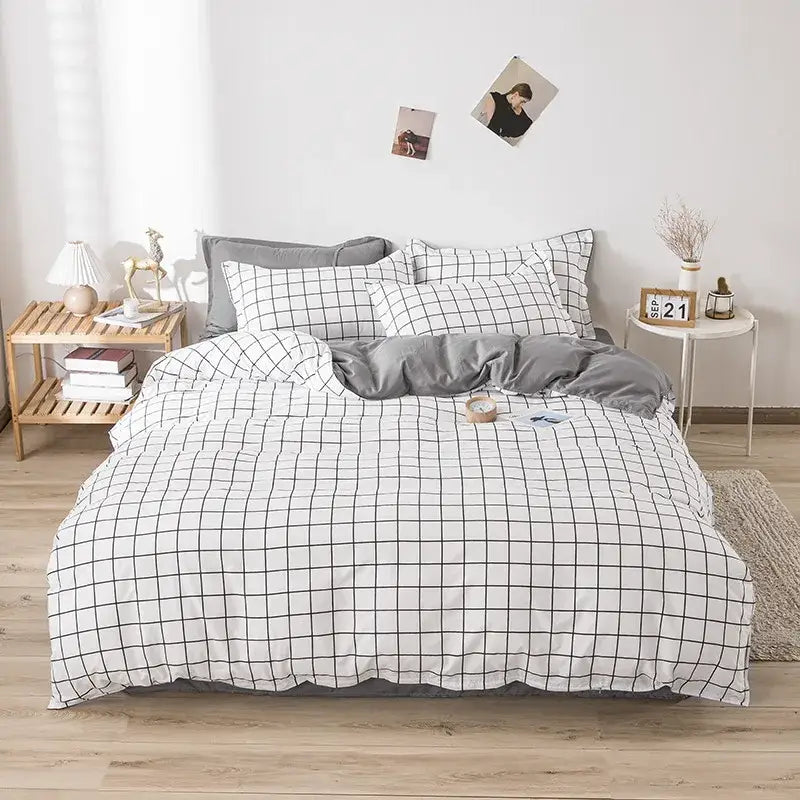 Cream floral cartoon printed bedding set for bedroom green accents