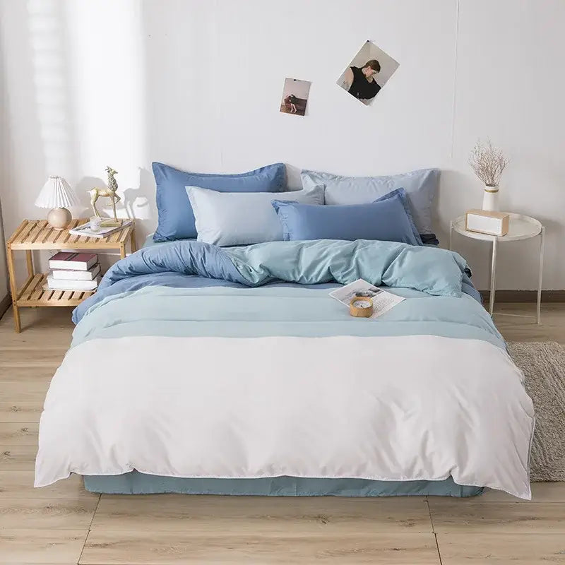 Cream floral cartoon printed bedding set for bedroom green accents