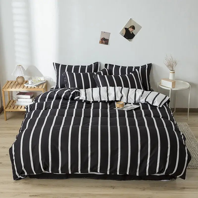 Cream floral cartoon printed bedding set for bedroom green accents
