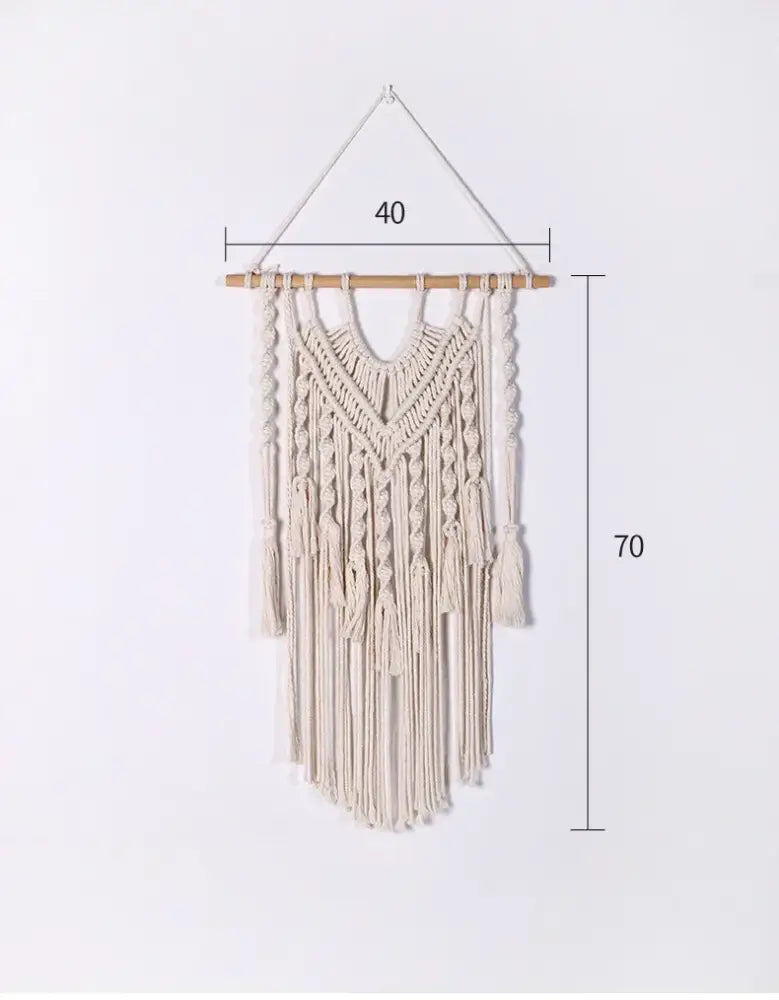 Cream & lavender macrame wall hanging living room cotton tapestry