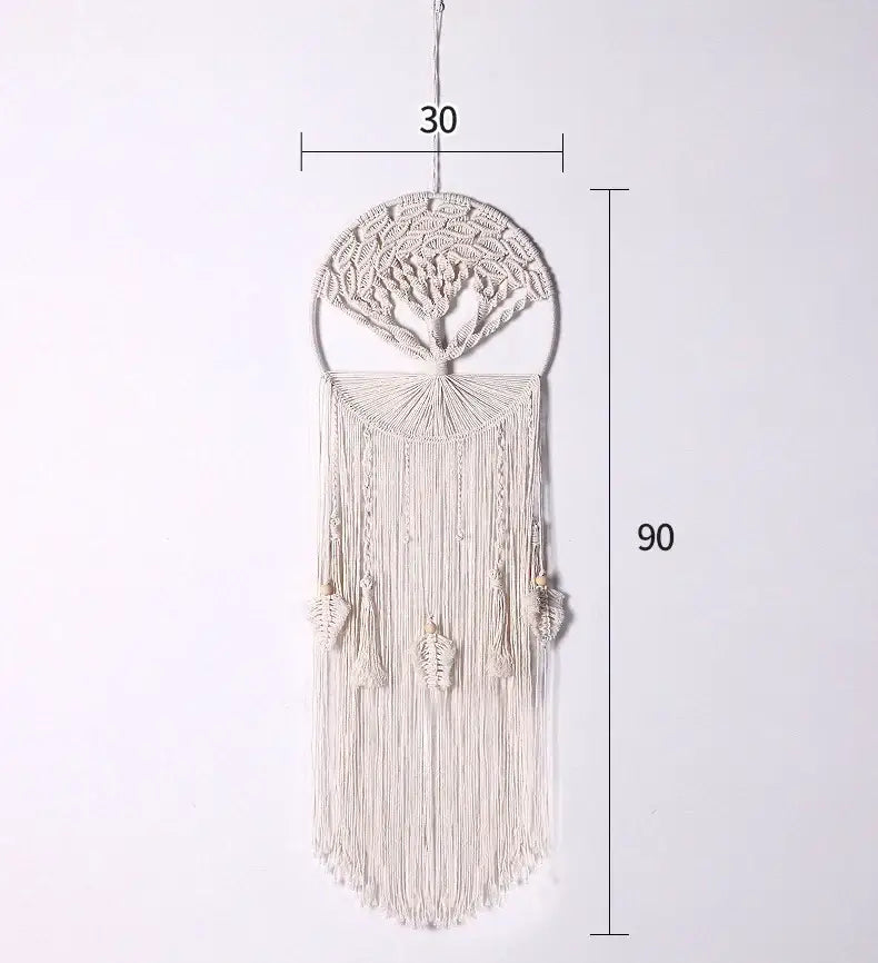 Cream & lavender macrame wall hanging living room cotton tapestry