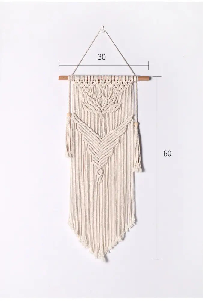 Cream & lavender macrame wall hanging living room cotton tapestry
