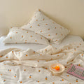 Cream polka dot floral quilt set bedroom bedding