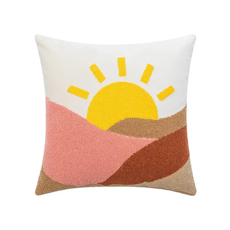Cream rainbow cartoon abstract embroidery cushion cover living room