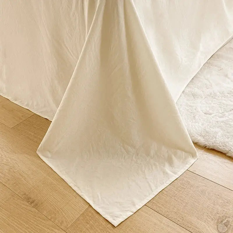 Cream ribbed bubble yarn duvet cover set bedroom bedding
