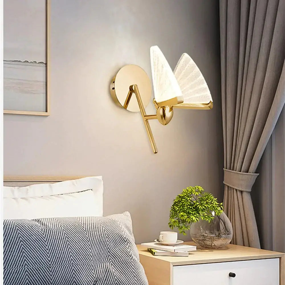 Creative colorful butterfly led wall lamp bedroom woven glass sconce