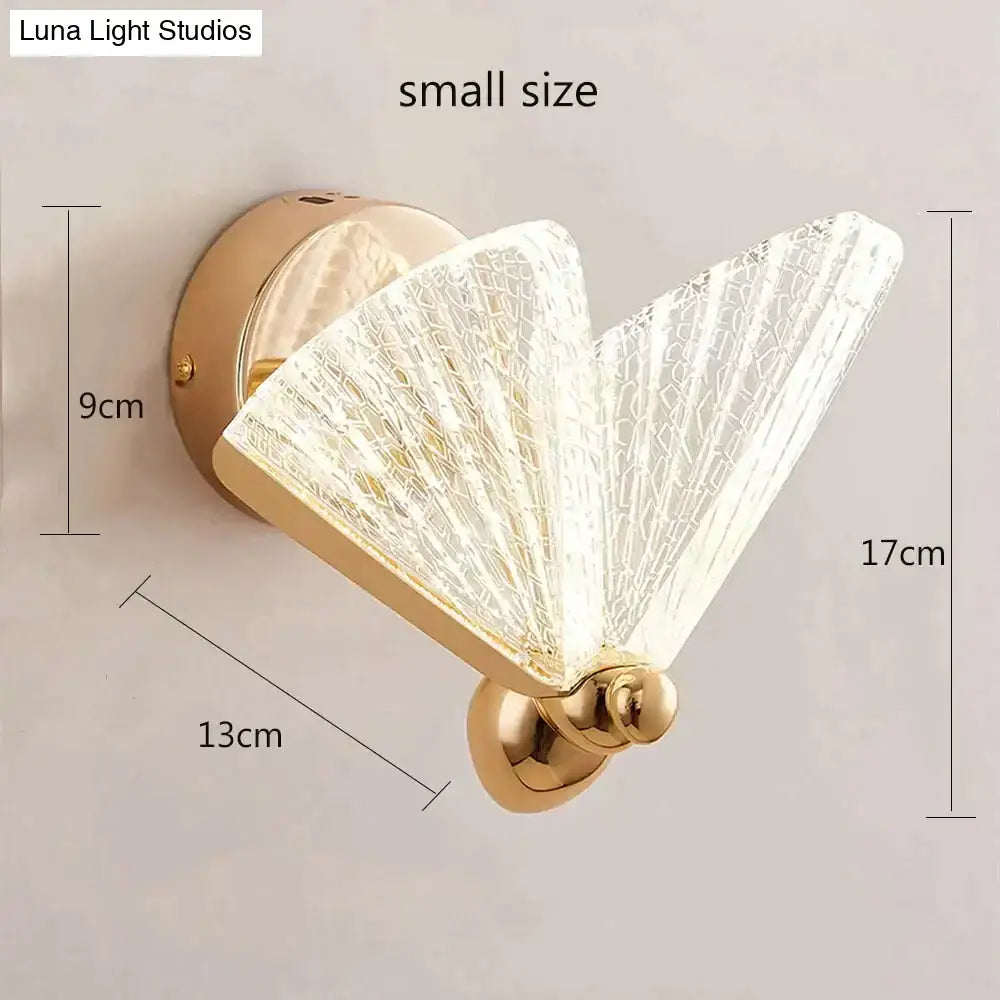 Creative colorful butterfly led wall lamp bedroom woven glass sconce