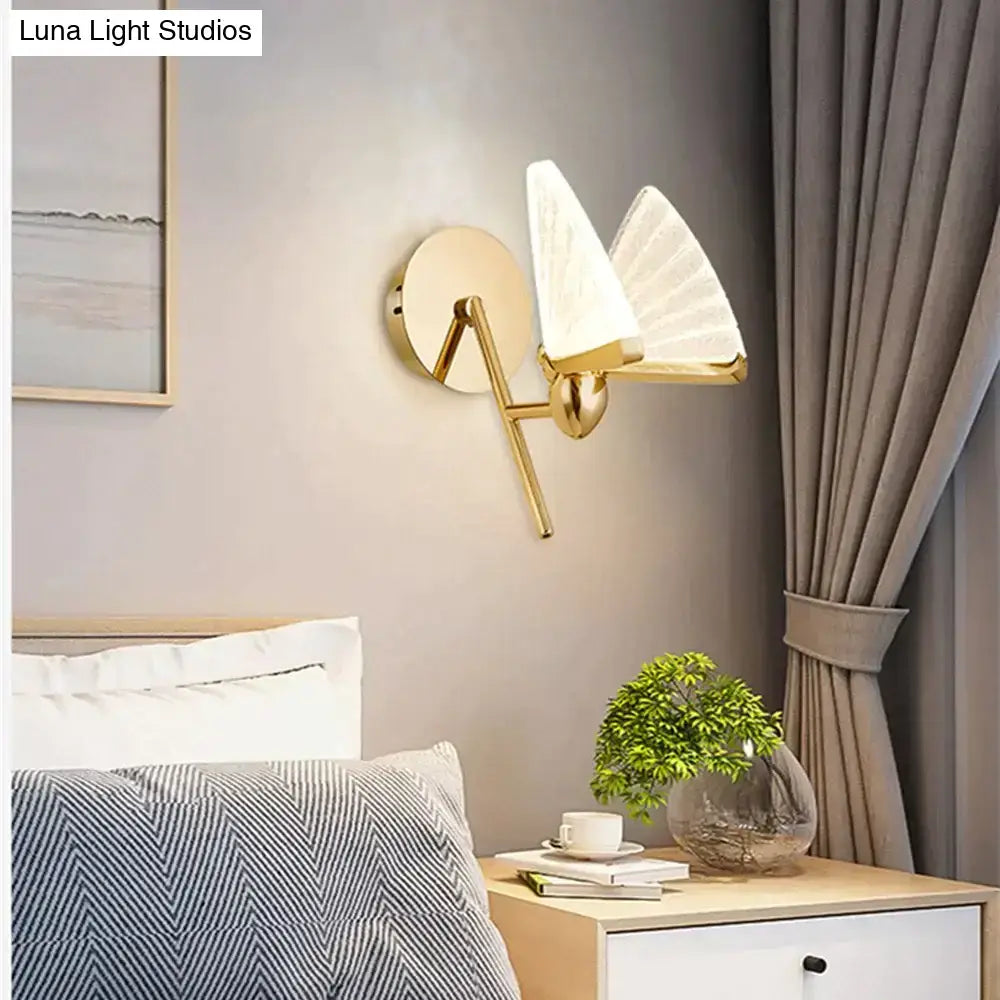 Creative colorful butterfly led wall lamp bedroom woven glass sconce