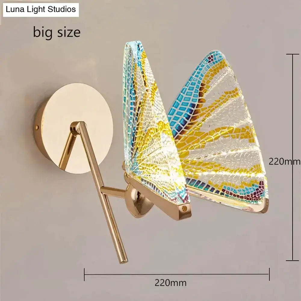 Creative colorful butterfly led wall lamp bedroom woven glass sconce