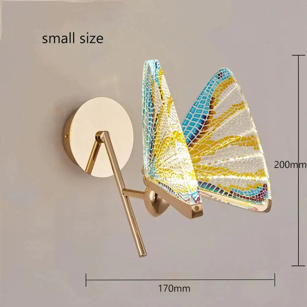 Creative colorful butterfly led wall lamp bedroom woven glass sconce