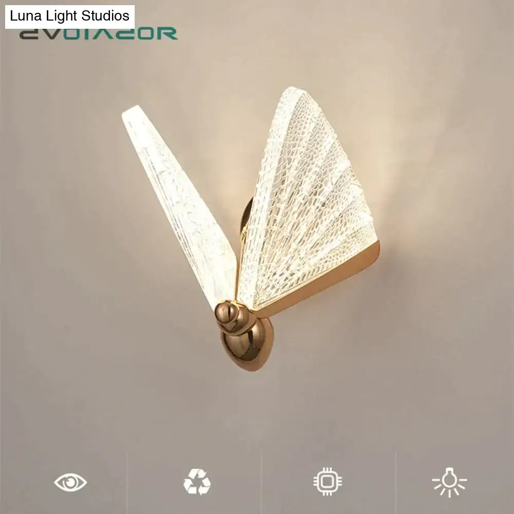 Creative colorful butterfly led wall lamp bedroom woven glass sconce