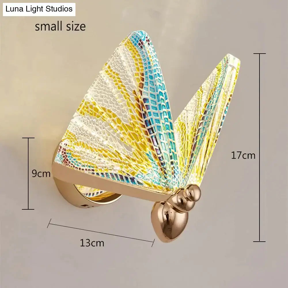 Creative colorful butterfly led wall lamp bedroom woven glass sconce