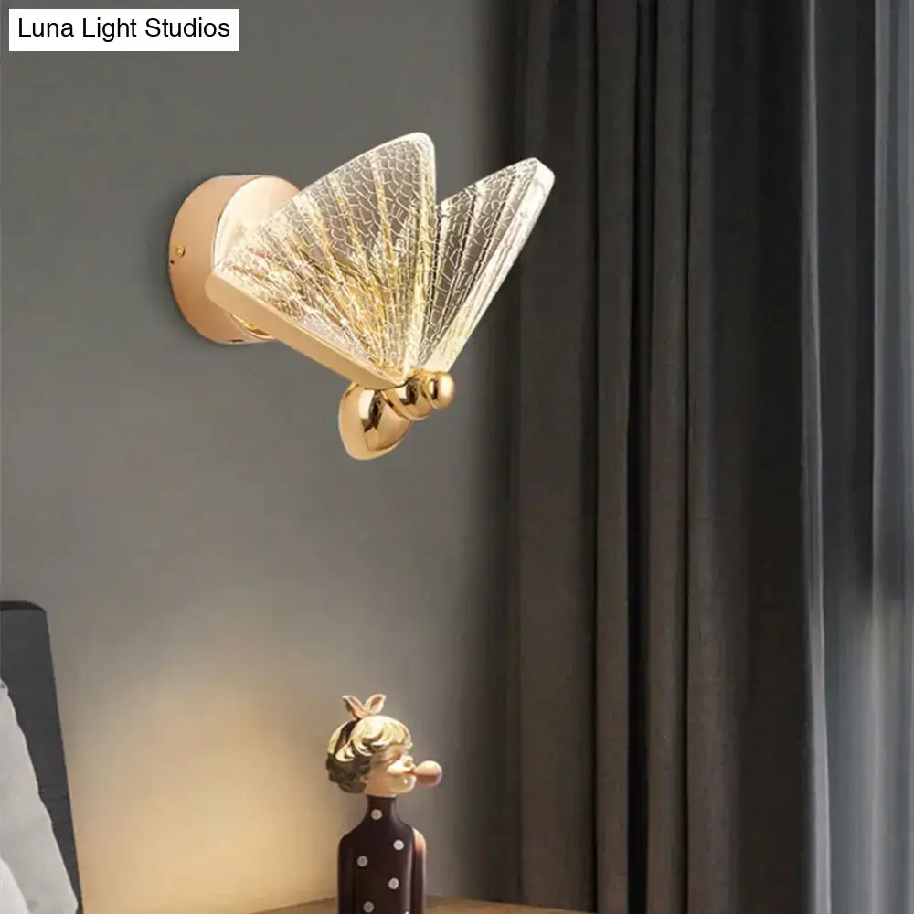Creative colorful butterfly led wall lamp bedroom woven glass sconce