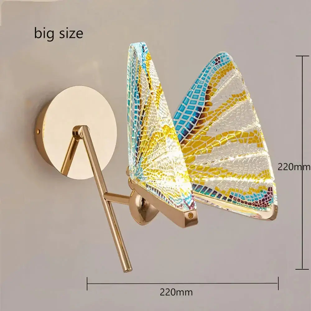 Creative colorful butterfly led wall lamp bedroom woven glass sconce