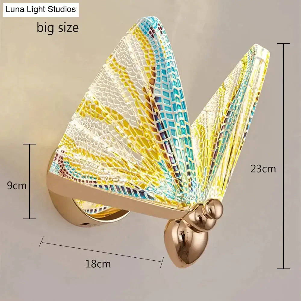 Creative colorful butterfly led wall lamp bedroom woven glass sconce