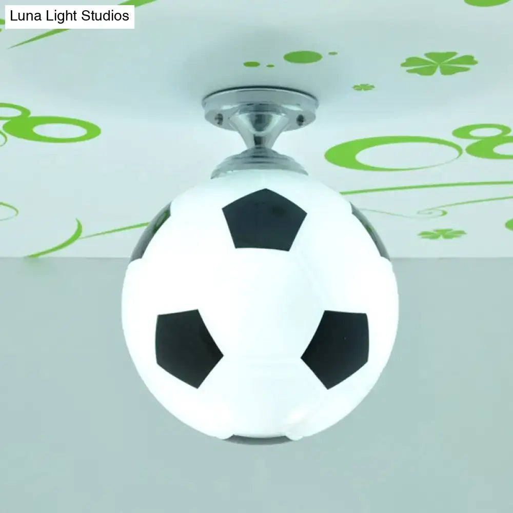 Creative white & black childrens football flushmount bedroom light