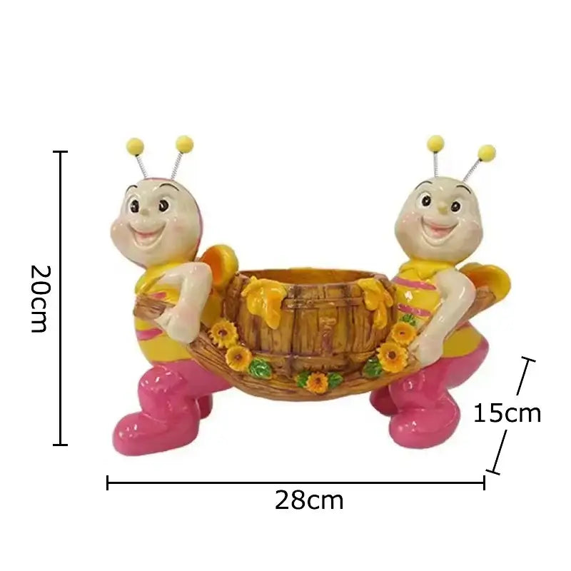 Creative yellow & black bee resin vase living room plant pot