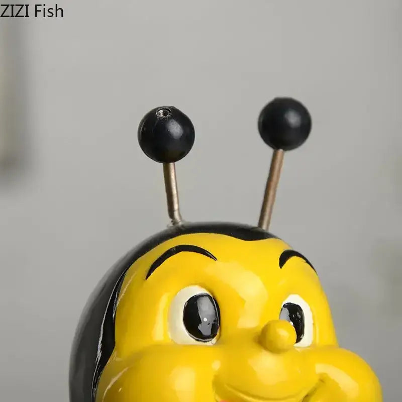 Creative yellow & black bee resin vase living room plant pot