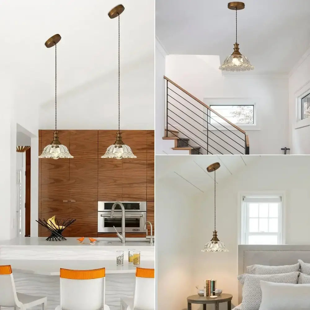 Crystal brass glass pendant chandelier for kitchen