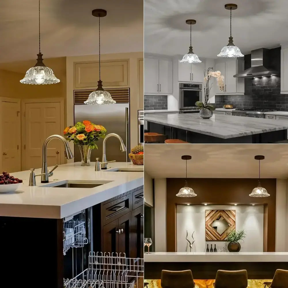Crystal brass glass pendant chandelier for kitchen