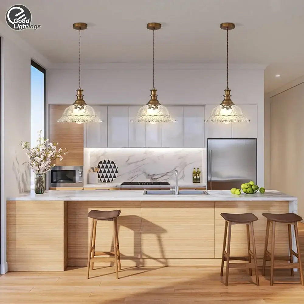 Crystal brass glass pendant chandelier for kitchen