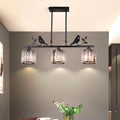 DecorBites™ Crystal Prism Island Light Fixture with Lodge Pendant and Bird-Leaf Decor