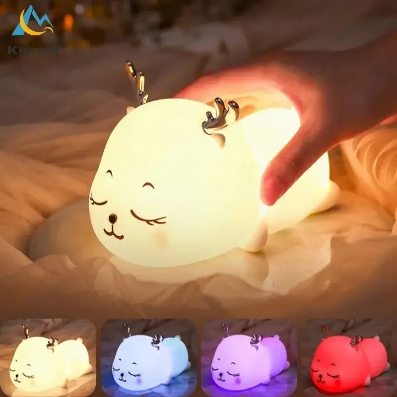 Cute cream colorful deer led lamp for bedroom