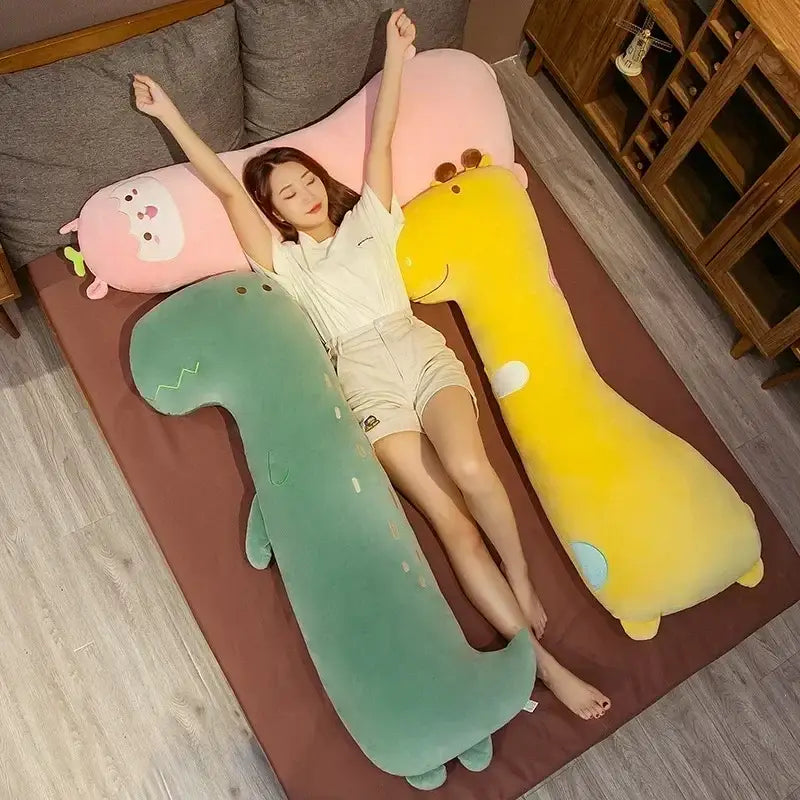 Cute green dinosaur animal sleep body pillow bedroom decor gift