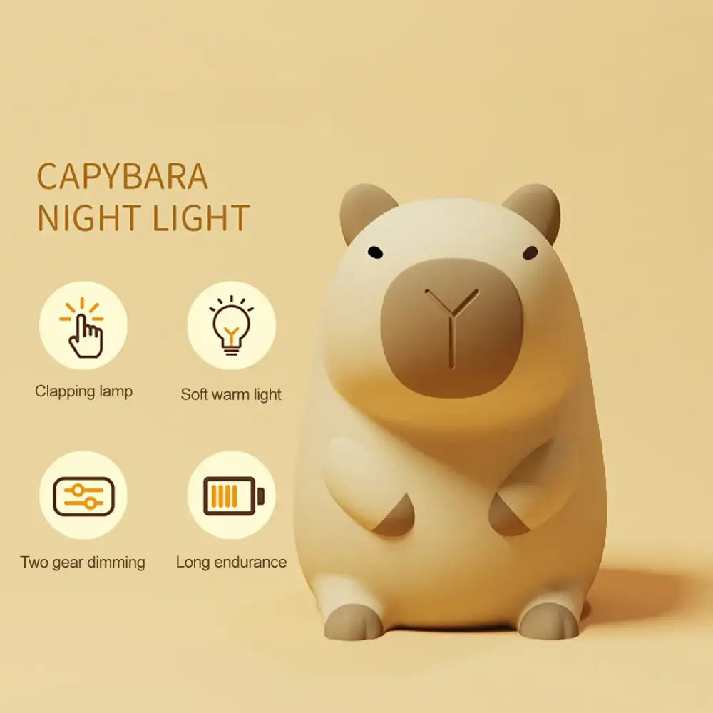 Cute silicone capybara night light – bedroom animal decor