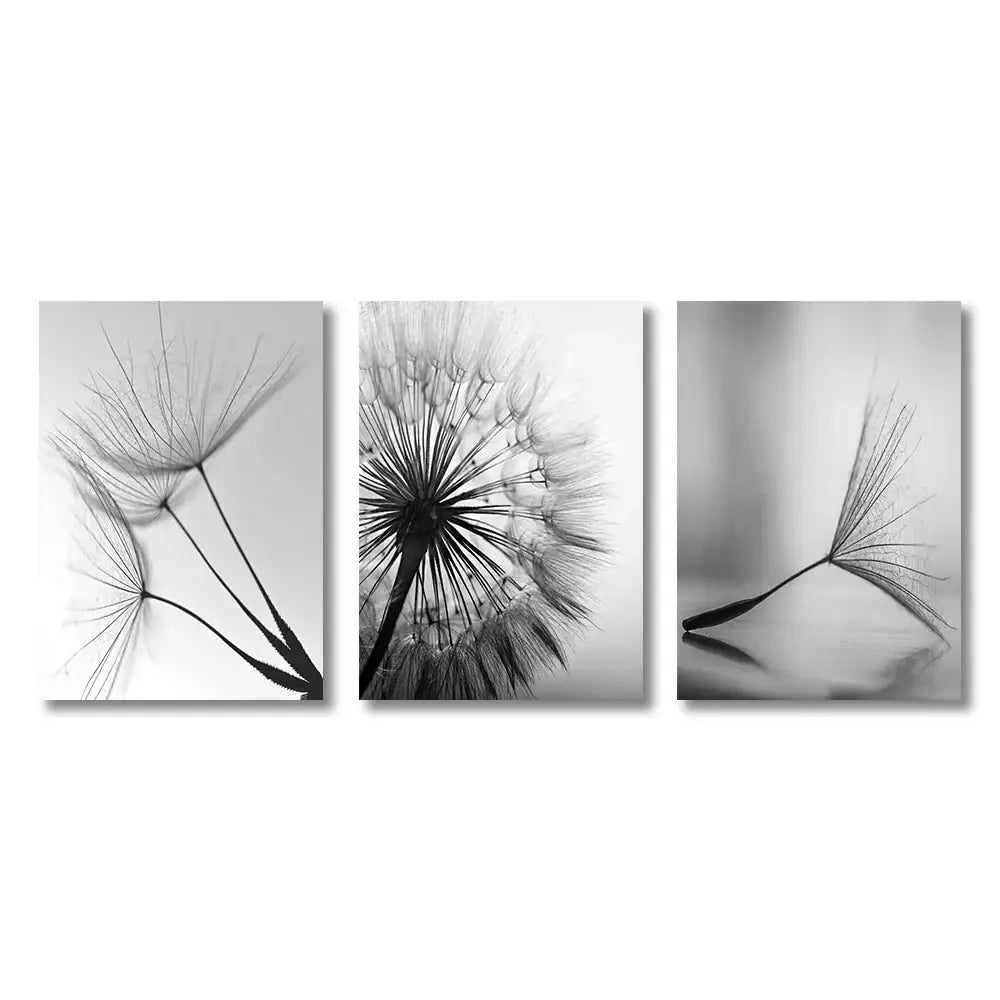 Dandelion Canvas Wall Art Black White