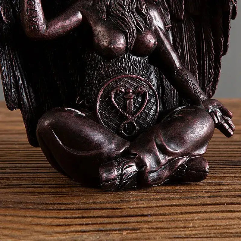 Dark bronze baphomet horned devil statue office gothic decor