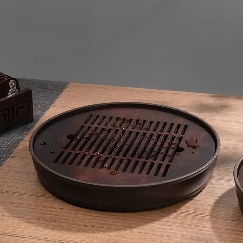 Dark brown bamboo tea tray drainage board for dining room kung fu tea
