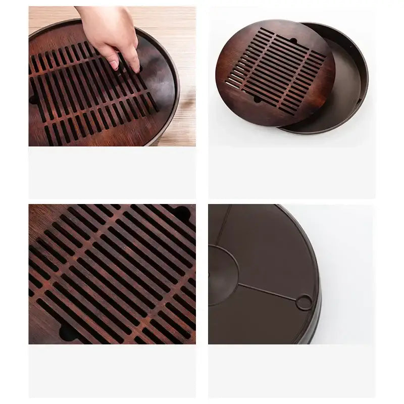 Dark brown bamboo tea tray drainage board for dining room kung fu tea