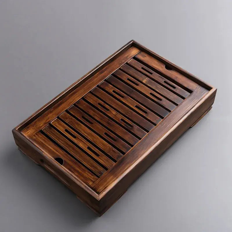 Dark brown bamboo tea tray drainage board for dining room kung fu tea
