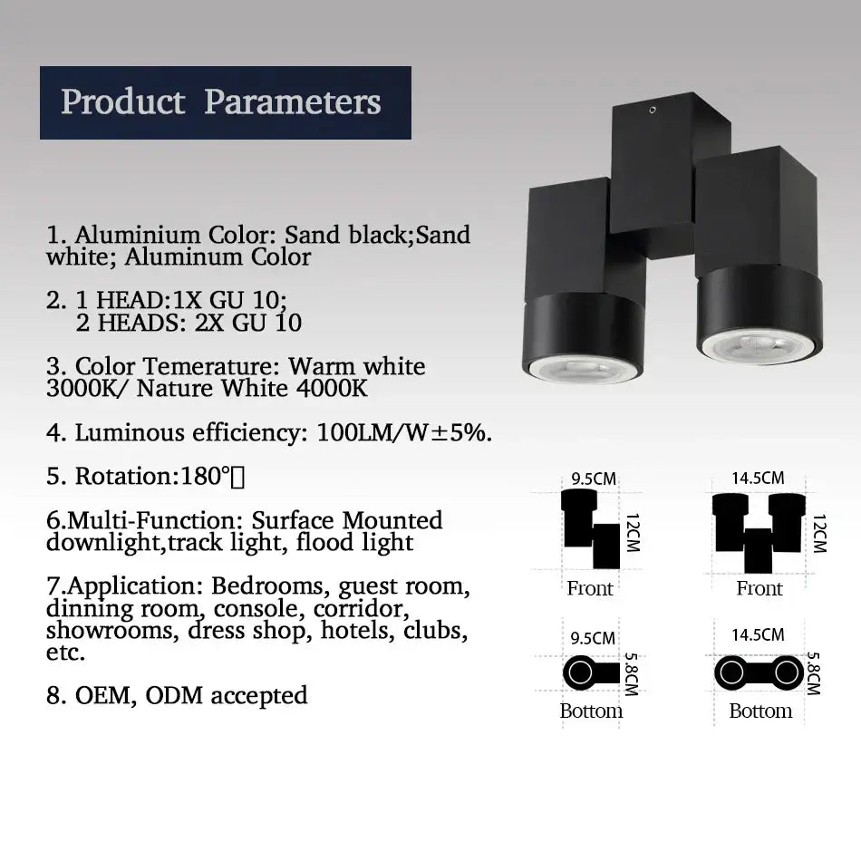 DecorBites™ 180 Adjustable LED GU10 Downlight Surface Mount Spotlight
