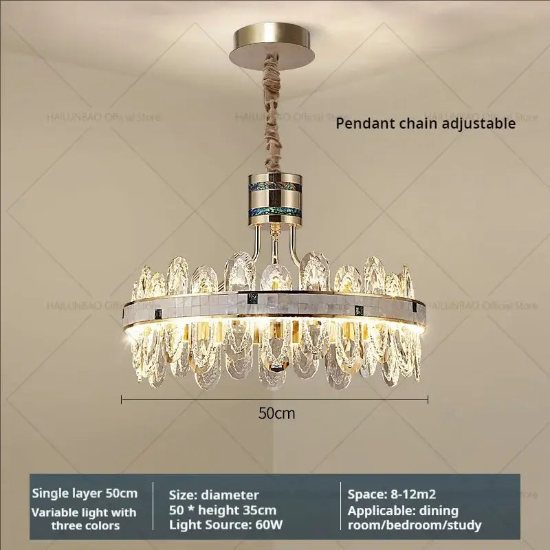 DecorBites™ 2024 High-End Villa Crystal Chandelier with Hollow Design for Luxurious Living Rooms