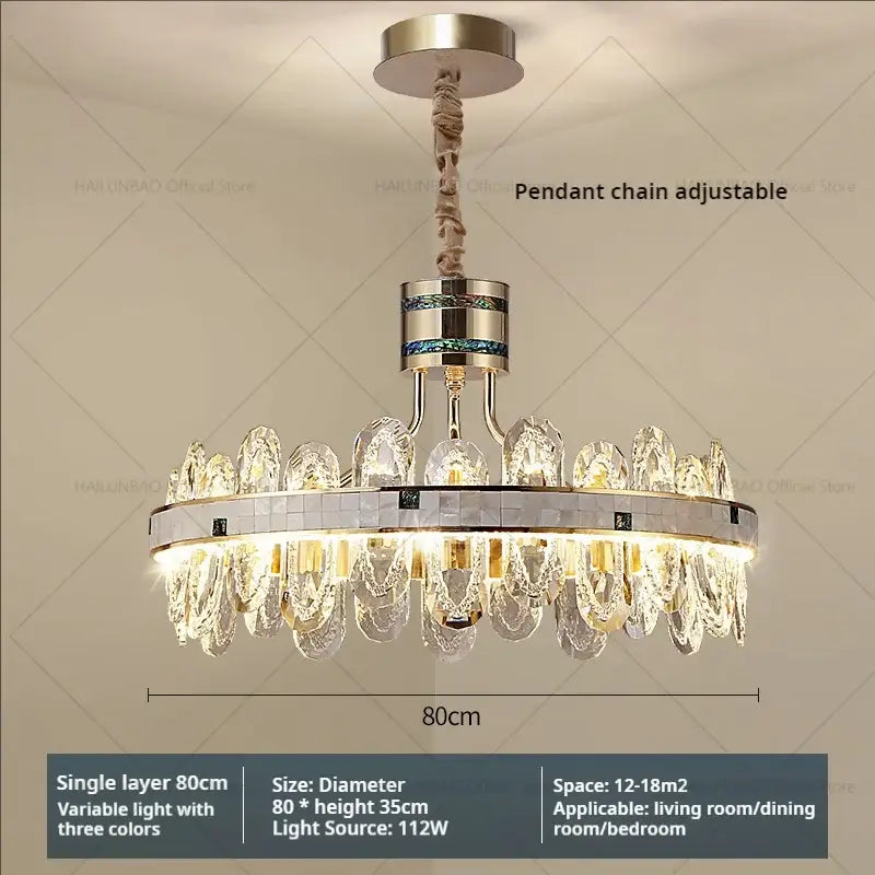 DecorBites™ 2024 High-End Villa Crystal Chandelier with Hollow Design for Luxurious Living Rooms