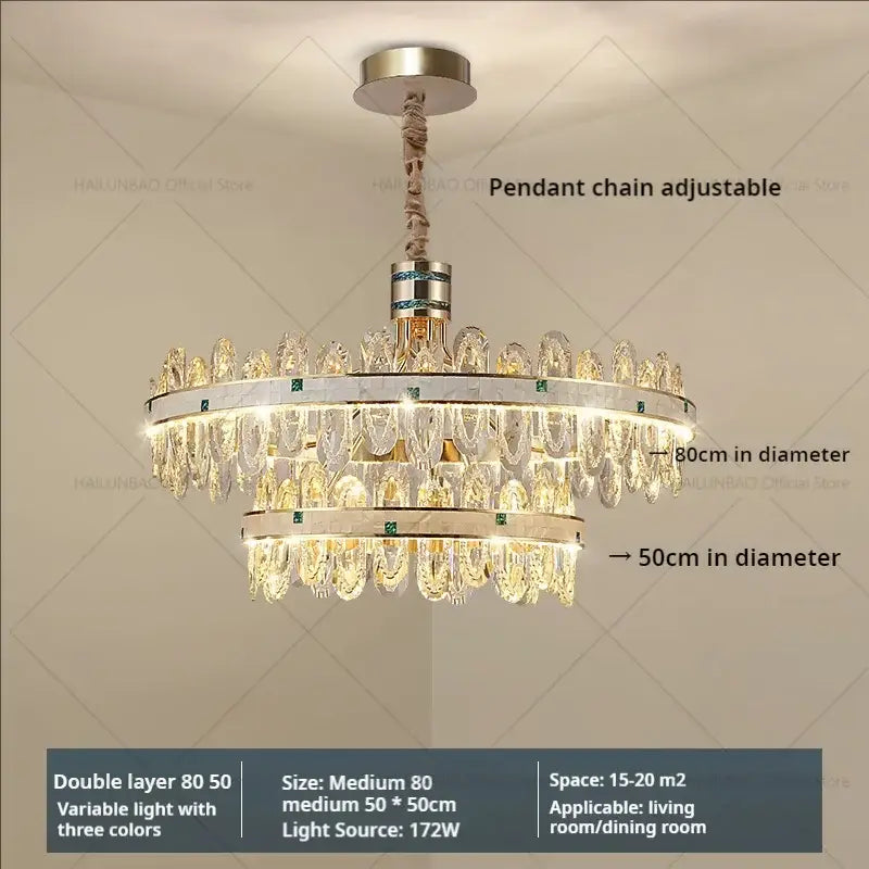 DecorBites™ 2024 High-End Villa Crystal Chandelier with Hollow Design for Luxurious Living Rooms