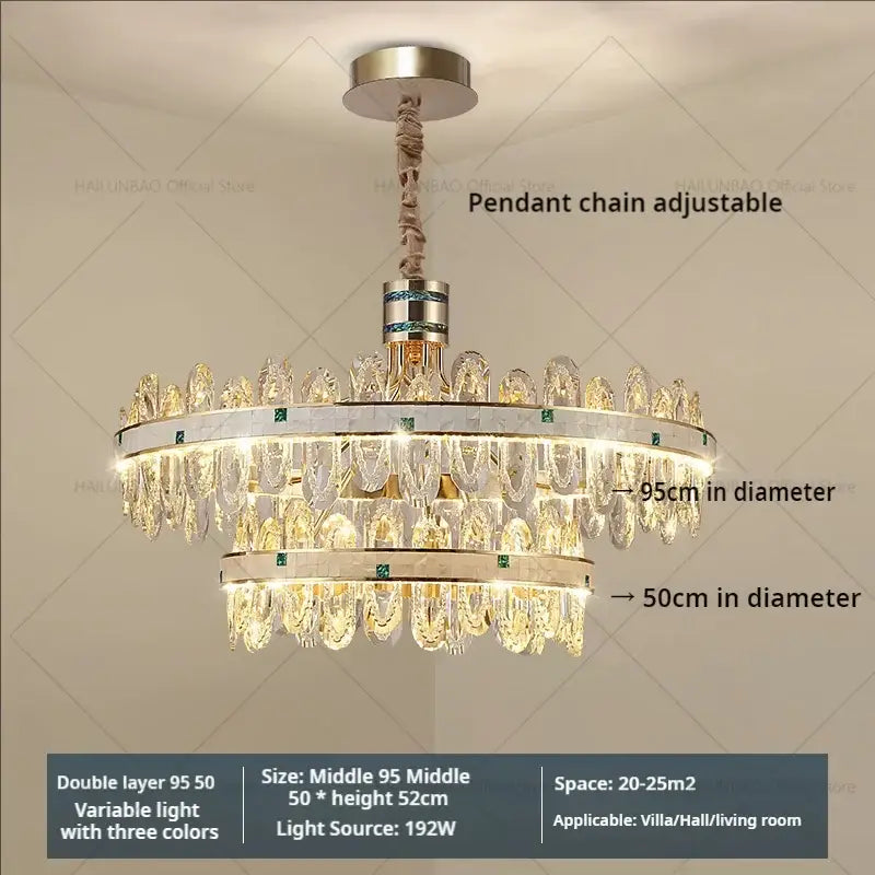 DecorBites™ 2024 High-End Villa Crystal Chandelier with Hollow Design for Luxurious Living Rooms